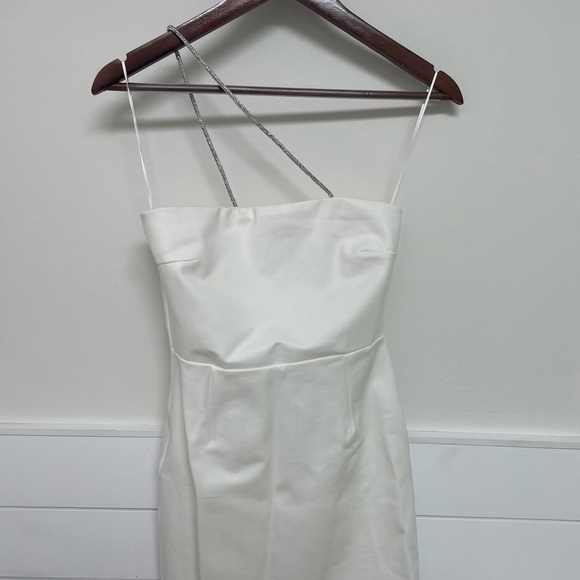 White Mini Dress with Rhinestone Strap - Picture 3 of 7